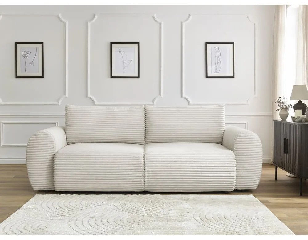 Кремав разтегателен диван от рипсено кадифе 257 cm Lucien – Bobochic Paris