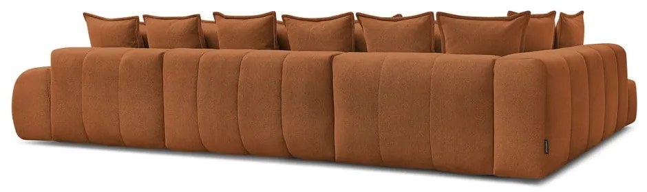 Теракотен шенилов сгъваем/с място за съхранение ъглов диван (ляв ъгъл/U форма) Everest – Bobochic Paris
