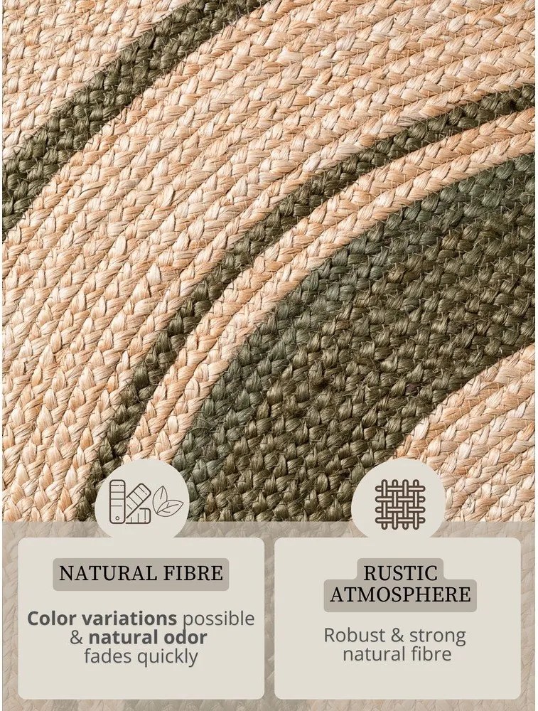 Двустранен/ръчно изработен ютен кръгъл килим в естествен цвят ø 150 cm Basil – Hanse Home