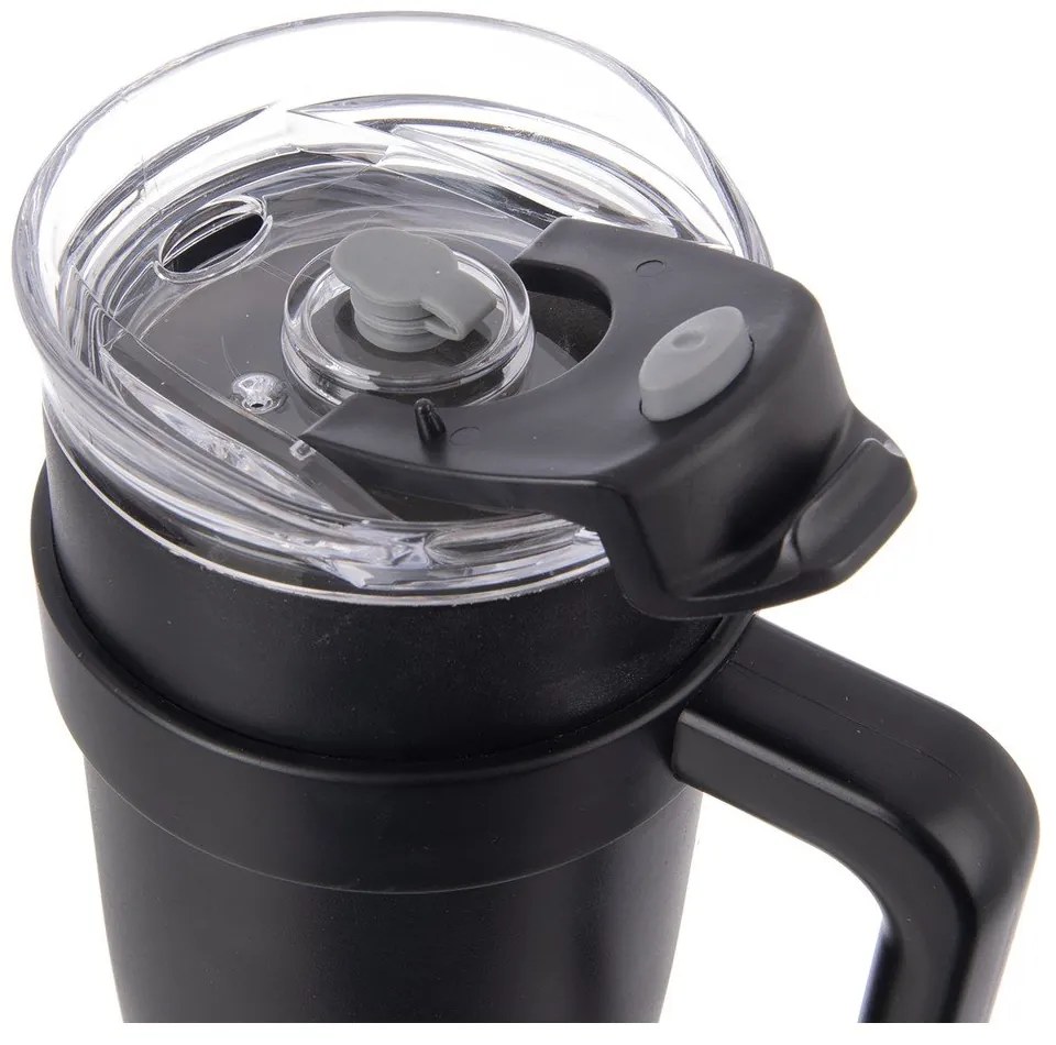 Черна термочаша със сламка 1,2 l Termo – Orion