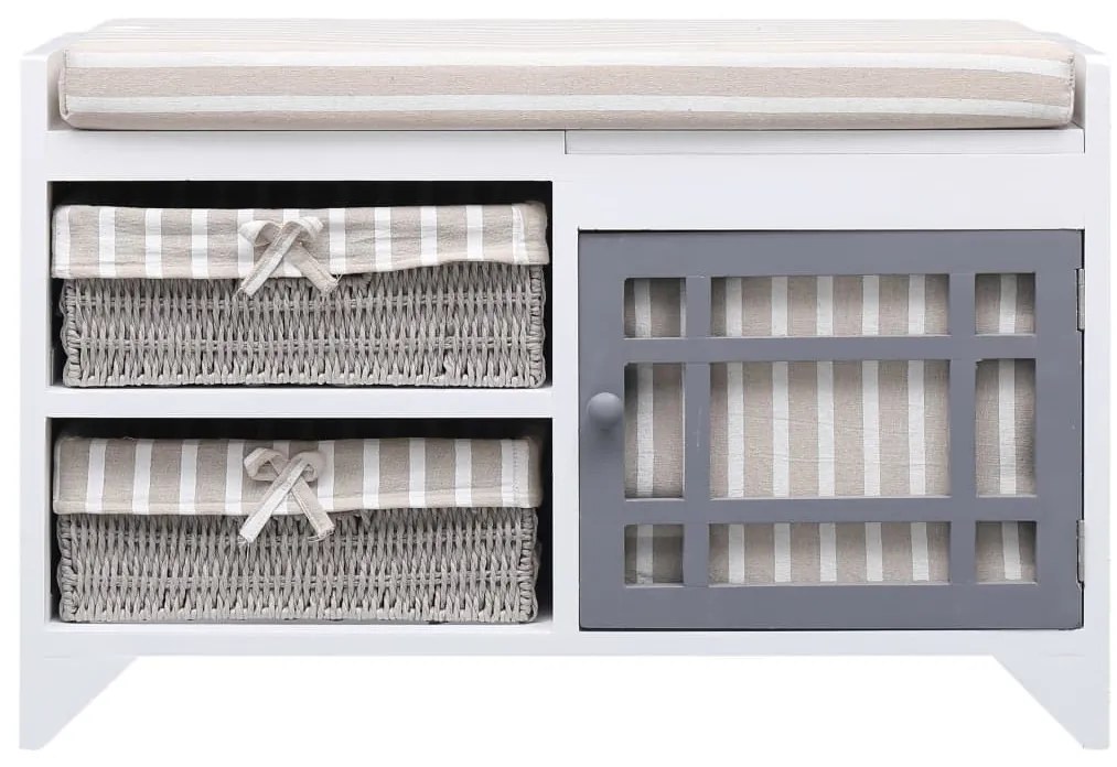 284080 vidaXL Пейка за коридор, бяла, 70x33,5x45 см, дърво от пауловния