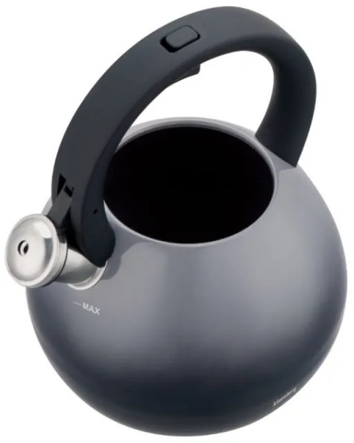 Свирещ чайник Klausberg KB 7955, 3l, Термоизолирана дръжка, Многослойно дъно, Индукция, Тъмносив графит