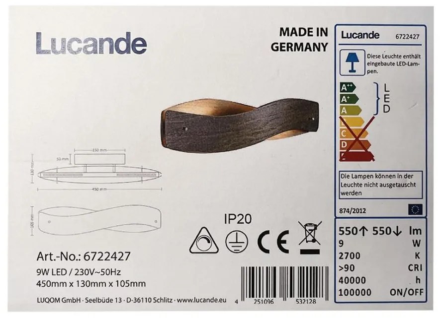 Lucande - LED Аплик LIAN LED/9W/230V