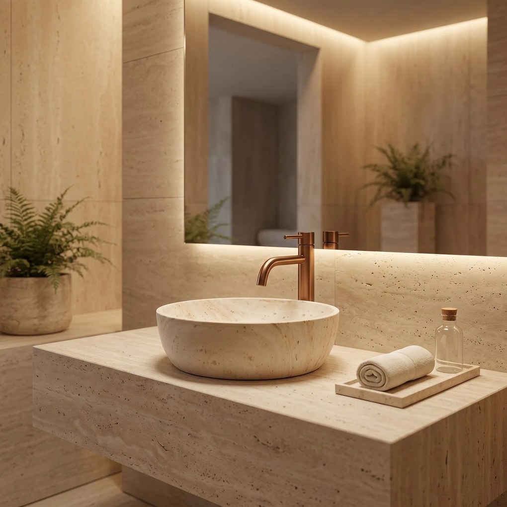 Умивалник за плот Rea Amelia Travertine Classic 48