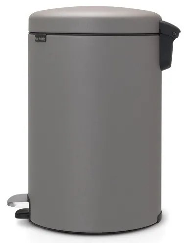 Кош за боклук с педал Brabantia NewIcon 1001091, 20 л, Плавно затваряне, Противоплъзгаща основа, Минерално покритие, Сив