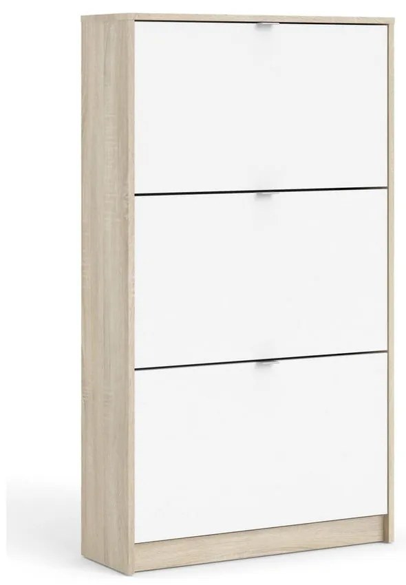 Бяла/естествена накланяща се стойка за обувки от декор от дъб Shoes – Tvilum