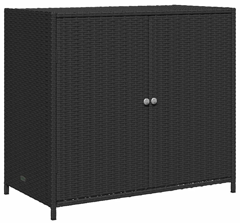 365543 vidaXL Градински шкаф за съхранение, черен, 83x45x76 см, полиратан