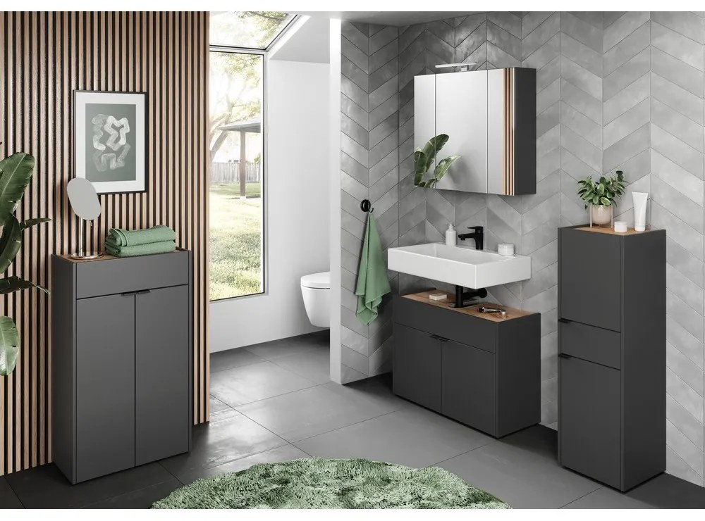 Антрацитен шкаф за мивка 80x60 cm Forano – Germania