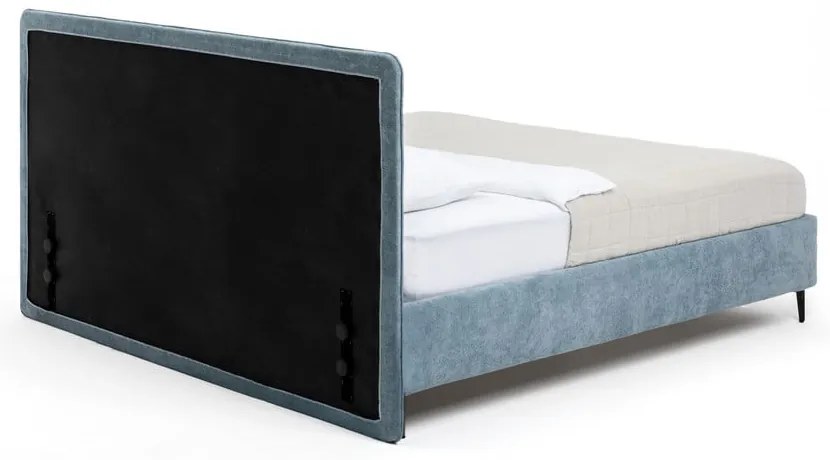 Синьо тапицирано двойно легло с матрак и решетка 180x200 cm Noira Slim - Bonami Selection