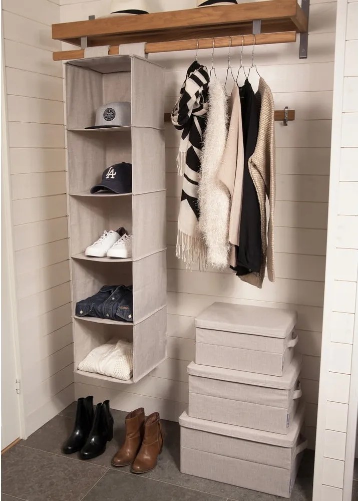 Бежова текстилна кутия за съхранение с капак 45x34x25 cm Soft Storage – Bigso