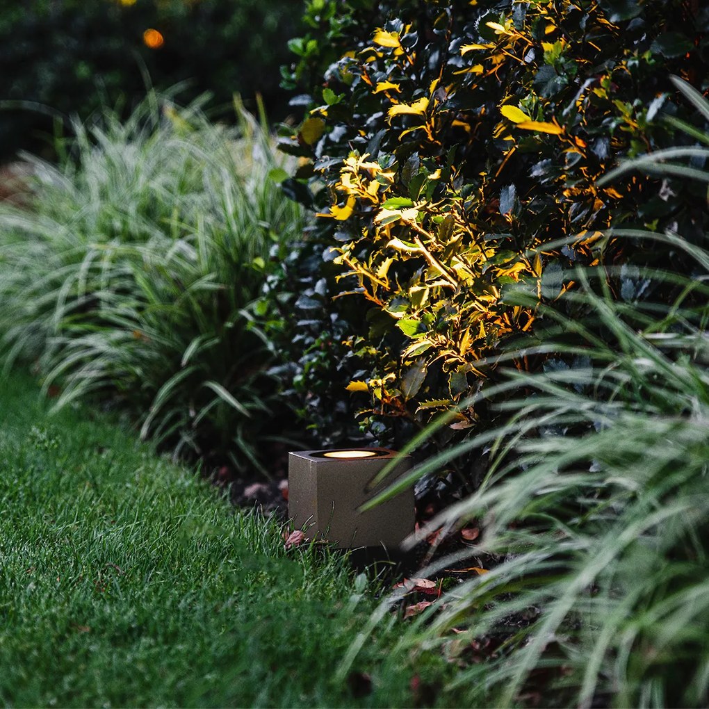 Индустриален градински прожектор ръждясал кафяв квадрат IP65 - Lennard