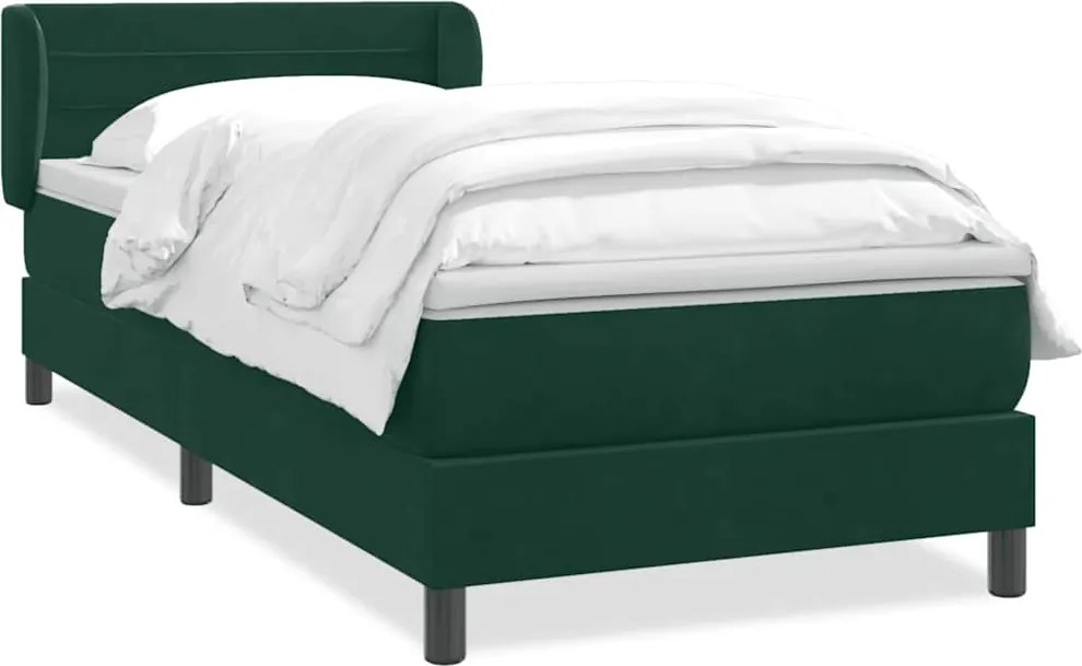 3317634 vidaXL Боксспринг легло с матрак, тъмнозелено, 80x220 см, кадифе