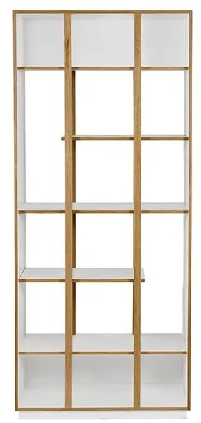 Бяла етажерка за книги от дъб 90x210 cm Newbury - Woodman