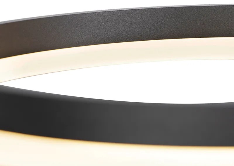 Дизайнерски висящ аплик черен 40 см с LED 3-степенно димиране - Anello