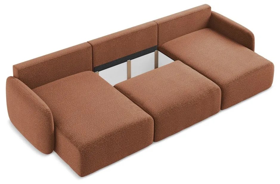 Разтегателен ъглов диван с място за съхранение в тухлен цвят Kalena – Makamii