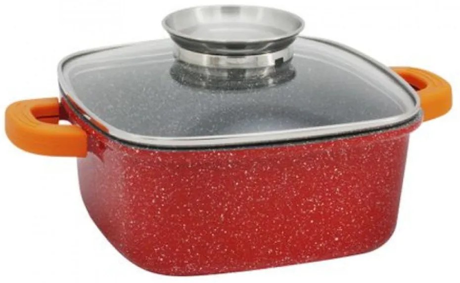 Тенджера с дозатор за мазнина ZEPHYR Red Passion ZP 4323, Мраморно покритие, Индукция - 24x24 cm / 4.4 литра