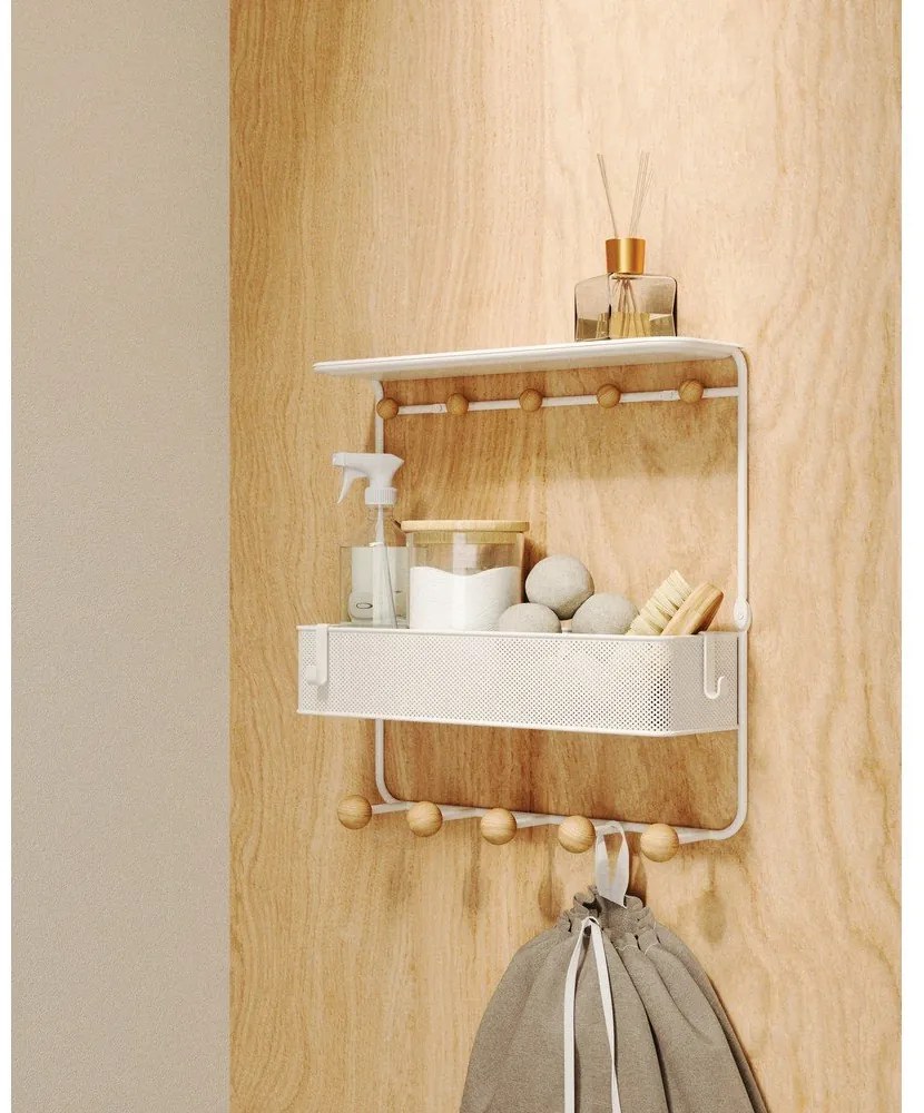 Бяла метална стенна закачалка с рафт Estique - Umbra