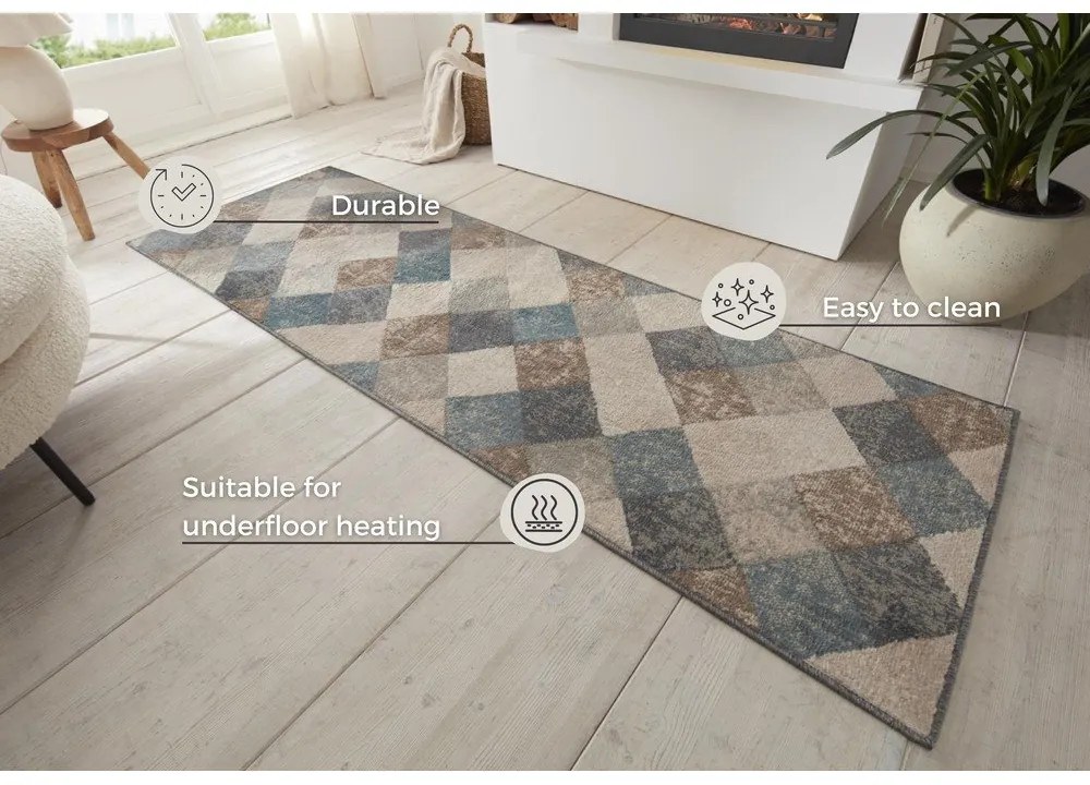 Синя/бежова пътека 80x200 cm Terrain – Hanse Home