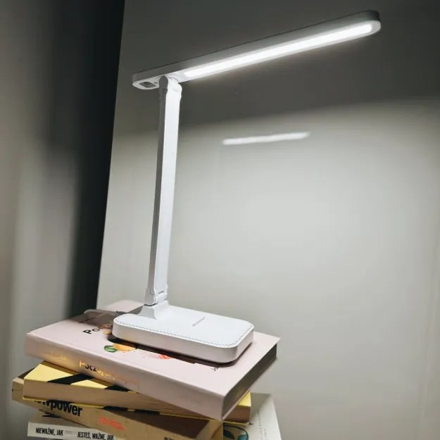 LED настолна лампа с регулируемо рамо и държач за телефон