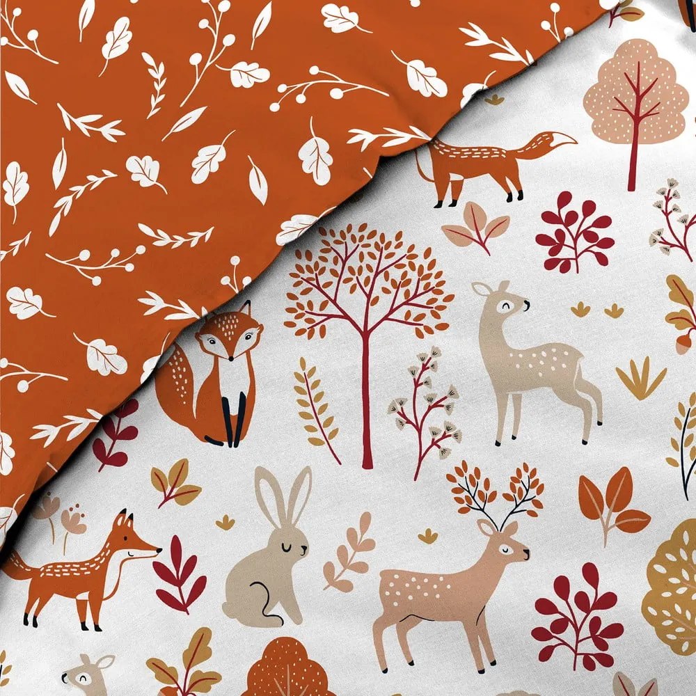 Бяло/теракотено единично памучно детско спално бельо 140x200 cm Roxy – douceur d'intérieur