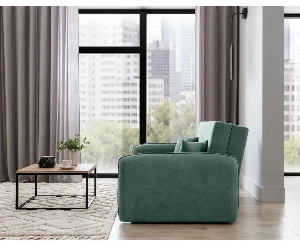 Зелен шенилов разтегателен диван с място за съхранение 155 cm Laine – ELTAP