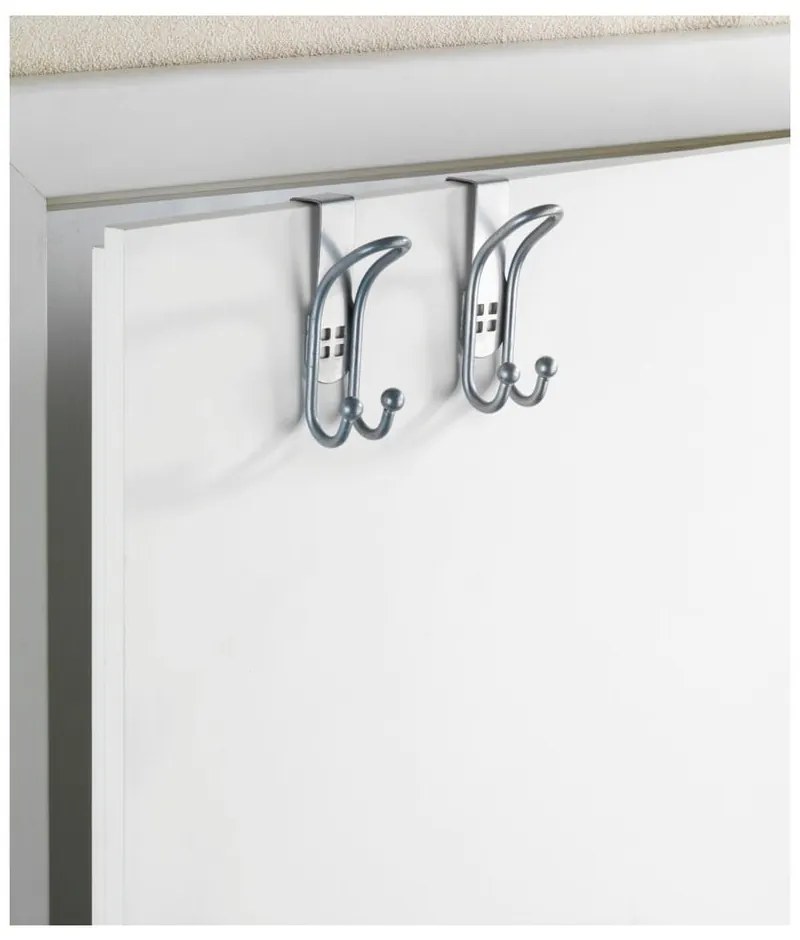 Комплект от 2 куки за окачване на врати в сребристо Кука за врата - Wenko