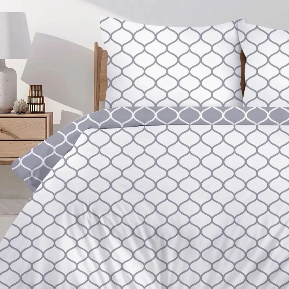 Двустранно памучно спално бельо с геометрична шарка Ширина: 160 см | Дължина: 200 см