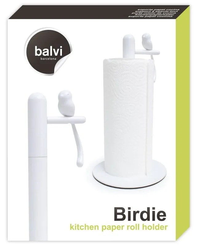 Бял държач за кухненски кърпи ø 16 cm Birdie - Balvi