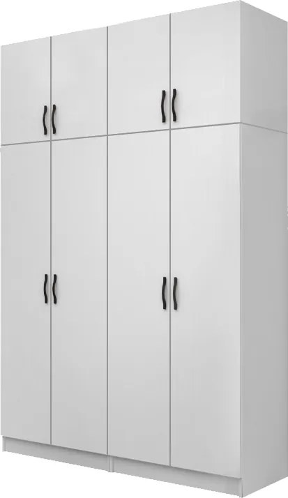 Шкаф с четири врати от меламин Vivian с кабинет в бял цвят 160x51.8x240см.