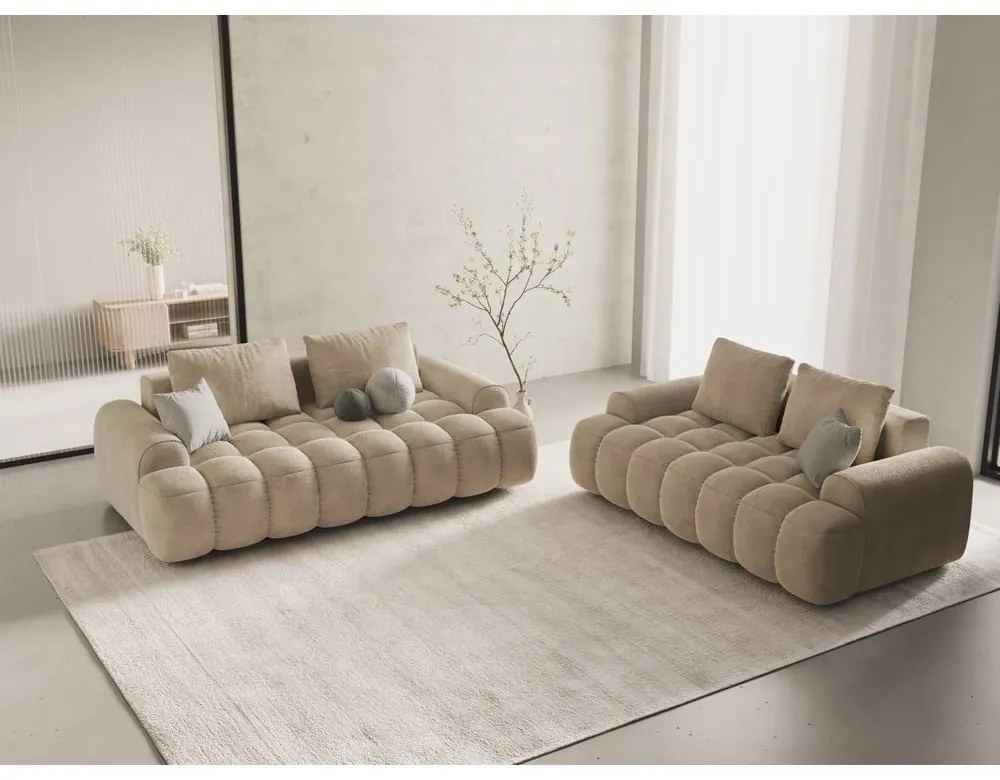 Бежов кадифен диван 175 cm Linz – Cosmopolitan Design