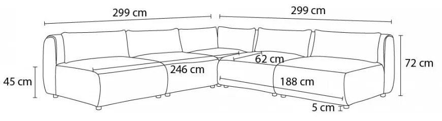 Тъмносин ъглов диван (променлив) Jeanne - Bobochic Paris