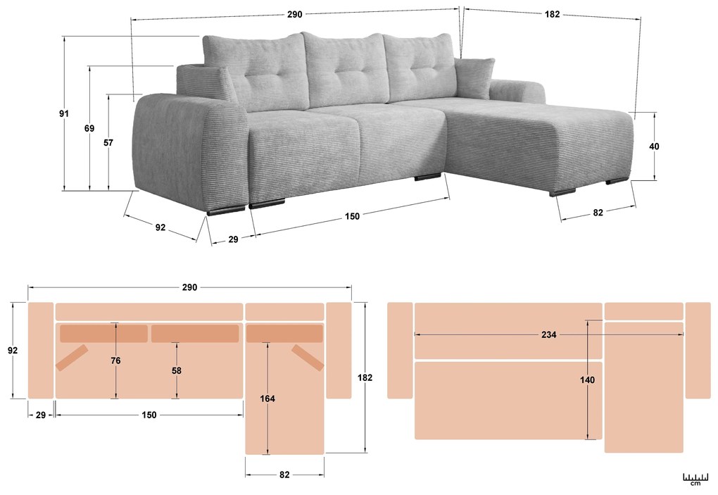 Разтегателен ъглов диван Аполо