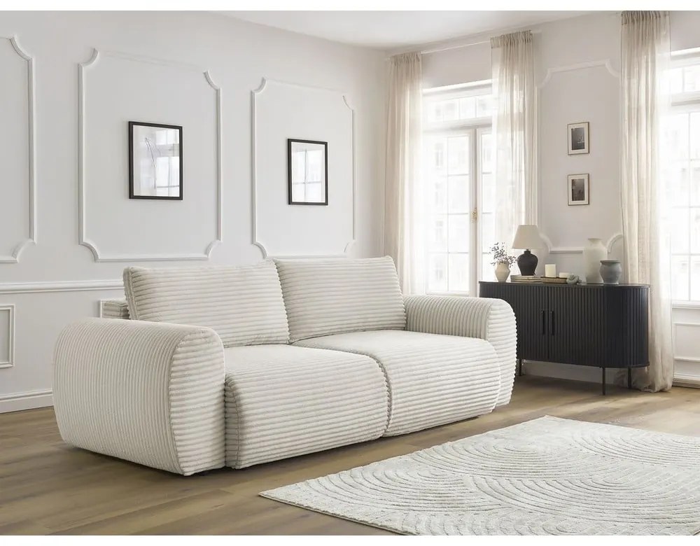 Кремав разтегателен диван от рипсено кадифе 257 cm Lucien – Bobochic Paris