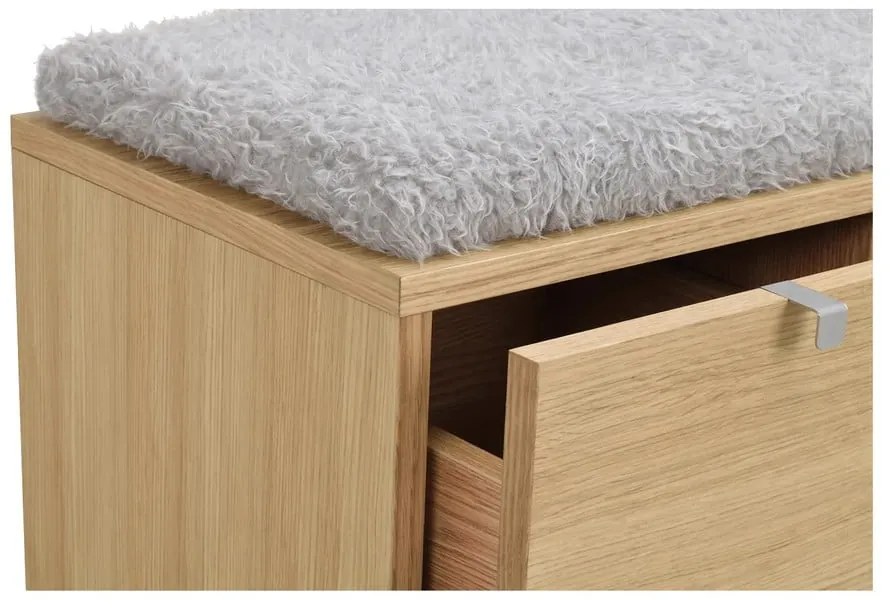 Сива/естествена стойка за обувки от декор от дъб за сядане Confetti – Rowico