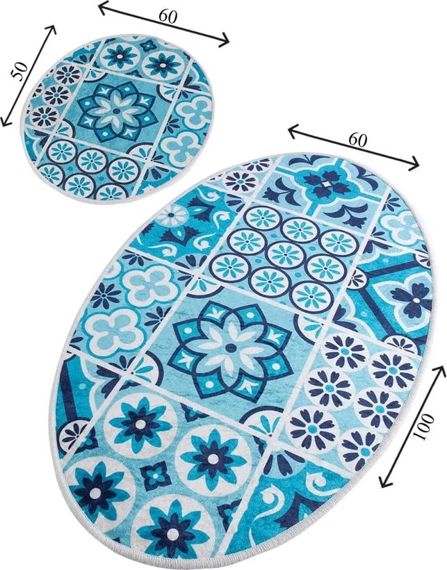 Сини килими за баня в комплект от 2 бр. 60x100 cm Ceramic – Foutastic