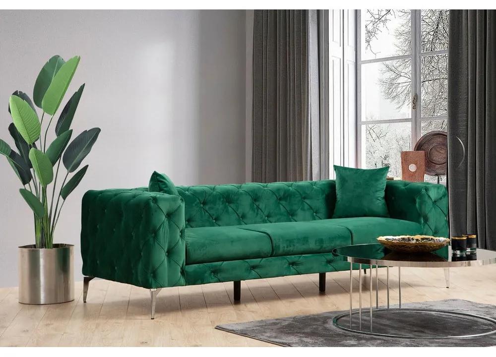 Тъмнозелен кадифен диван 237 см Como – Artie