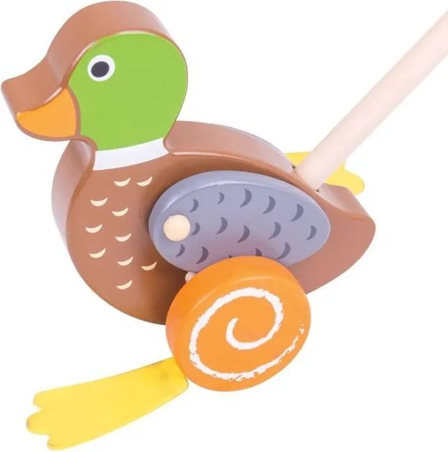 Bigjigs - Дървена играчка за бутане - Пате