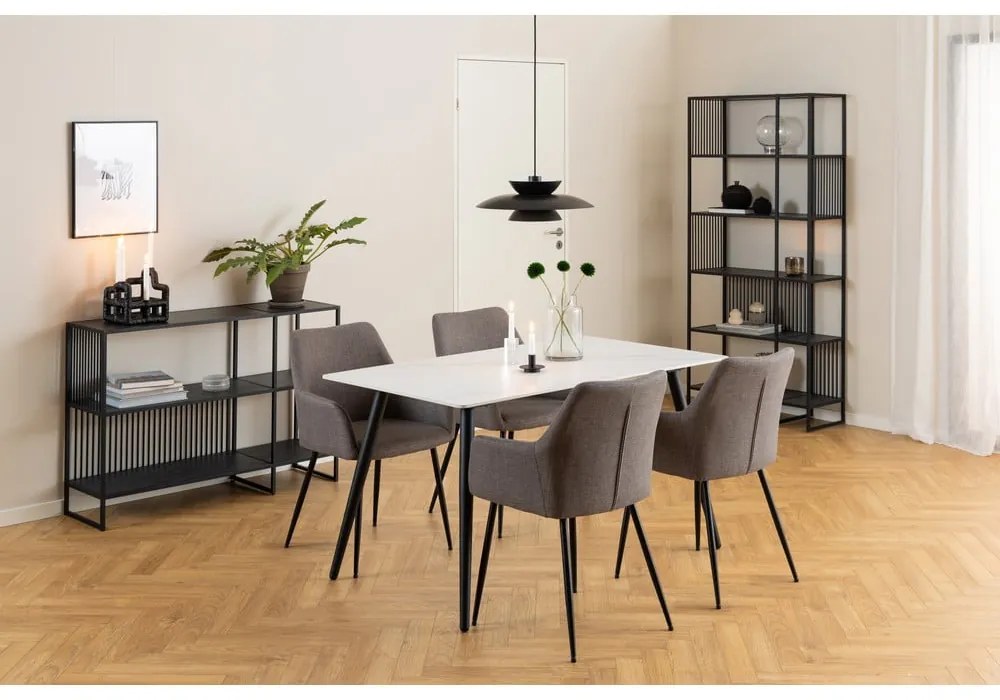 Светлосиви тапицирани трапезни столове в комплект с подлакътници 2 бр. Lizzy – Actona