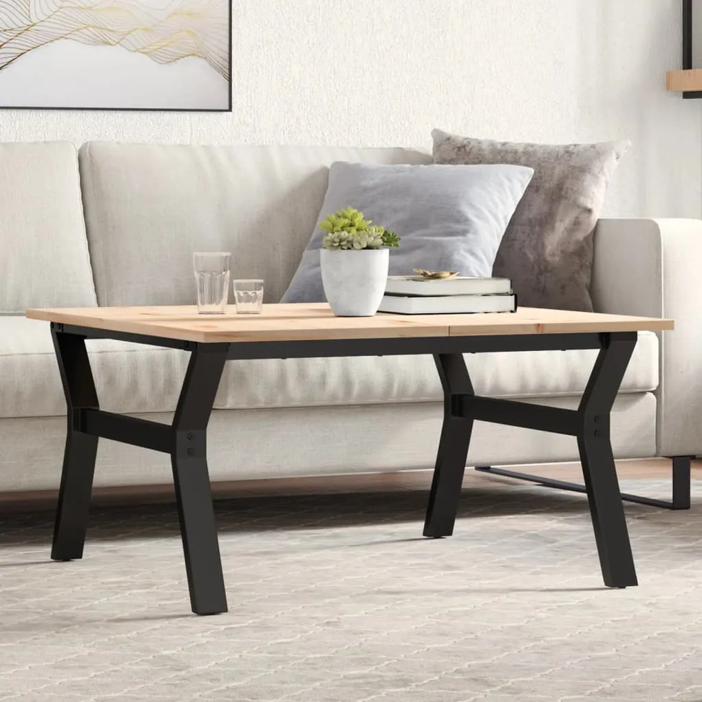 3282707 vidaXL Кафе маса Y-образна рамка 80x80x45 см бор масив и стомана