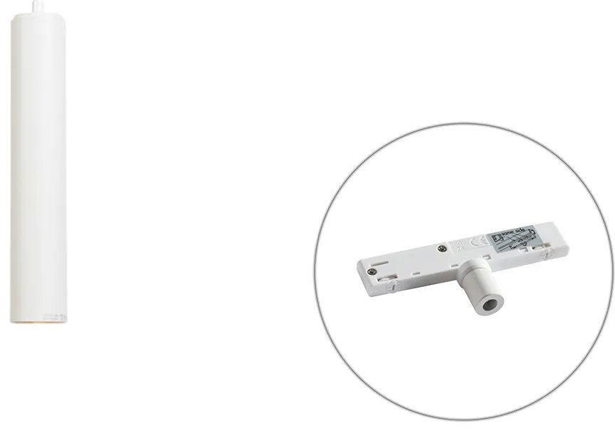 Дизайнерска висяща лампа бяла вкл. адаптер за релса 1-фазна - Slimline Tuba Small