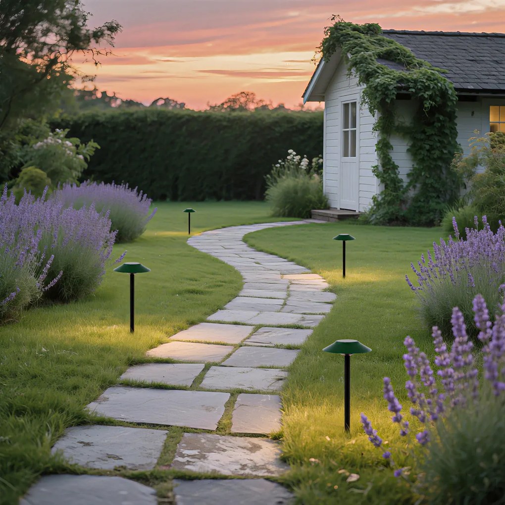 Комплект от 4 зелени прожектора с шипове, включително LED IP44 Solar - Mushroom