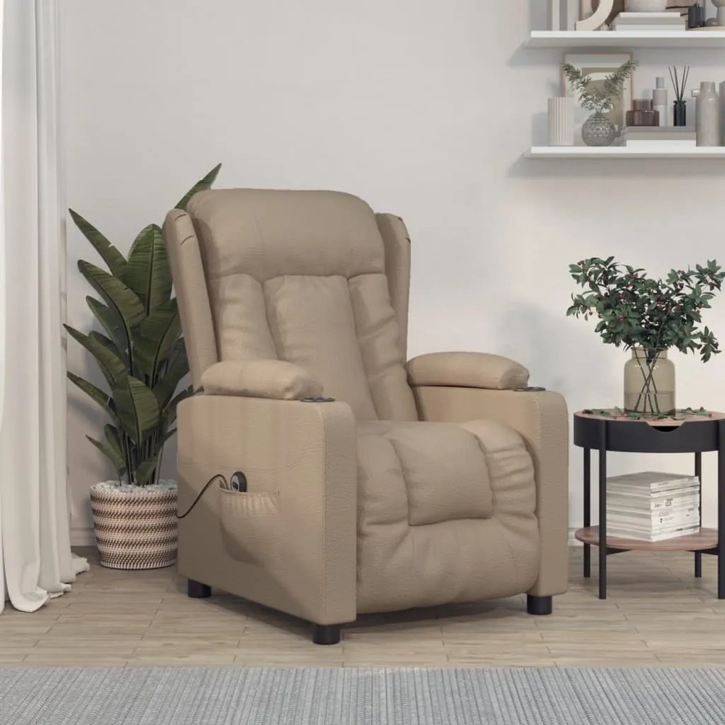 3098803 vidaXL Електрически стол реклайнер, капучино, изкуствена кожа