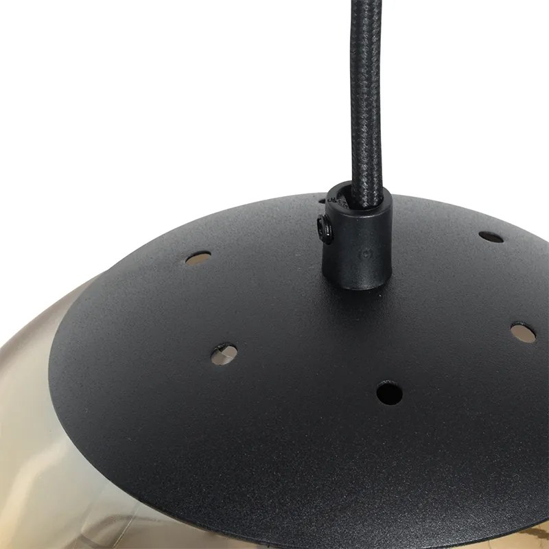 Висяща лампа в стил арт деко черна със златно стъкло овална 3-светлина - Pallon