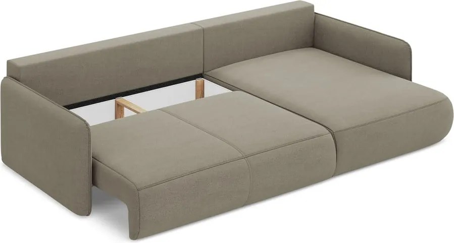 Бежов разтегателен ъглов диван с място за съхранение (десен ъгъл) Nanea – Makamii