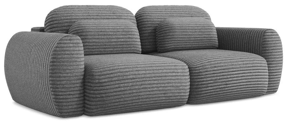 Тъмносив разтегателен диван с място за съхранение от рипсено кадифе 266 cm Kini – Makamii