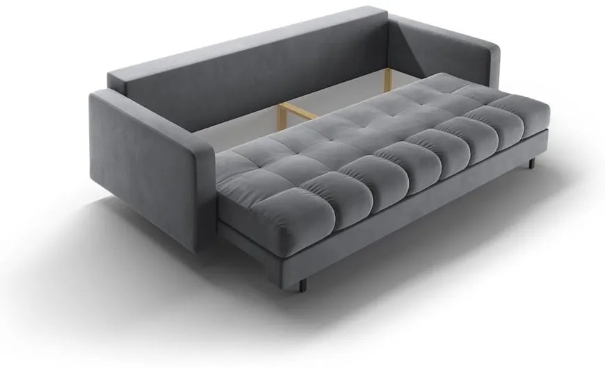 Светлосив кадифен разтегателен диван с място за съхранение 222 cm Bali – Cosmopolitan Design