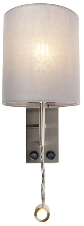 Интелигентен стенен аплик стомана с сив абажур с Wi-Fi A60 - Stacca