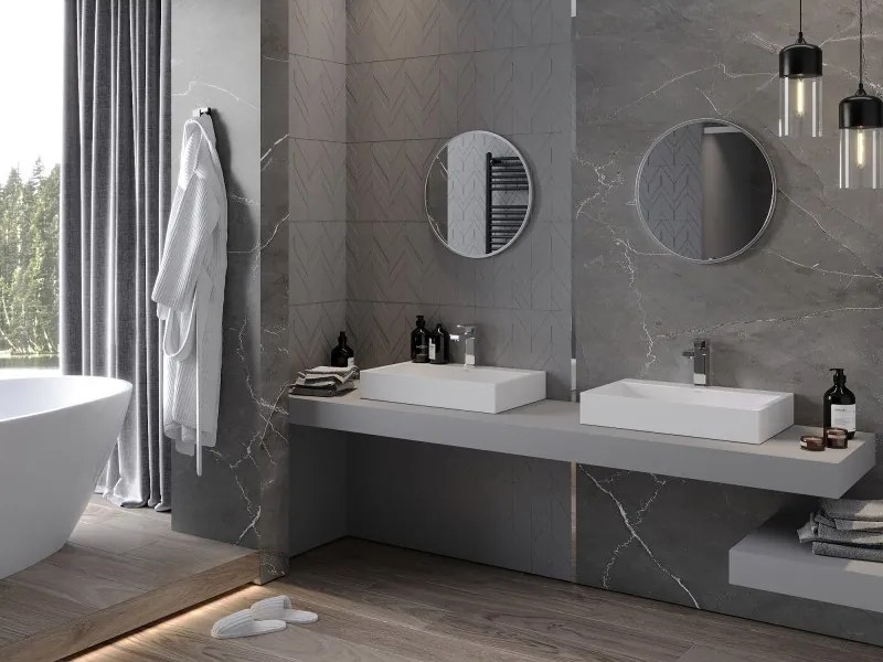 Mexen Loft кръгло огледало за баня 50 см, рамка инокс - 9850-050-050-000-10