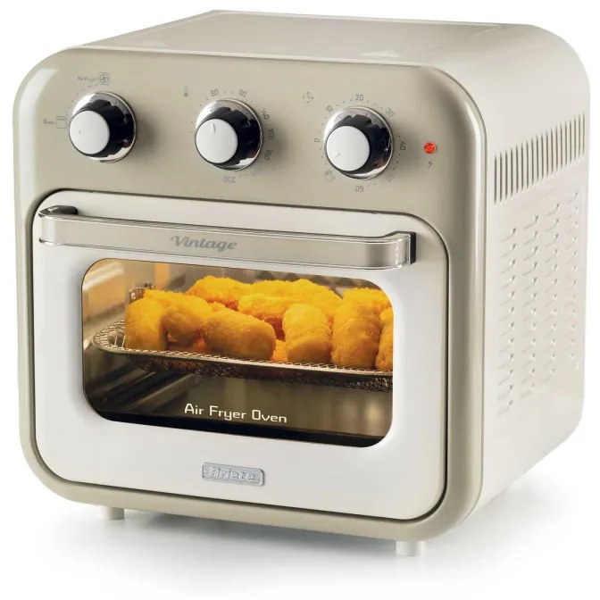 Фритюрник-фурна с горещ въздух Ariete VINTAGE 4632/03, 1400W, 16 л, До 230C, Таймер 60 мин, Въртяща се кошница, Бял/Бежов