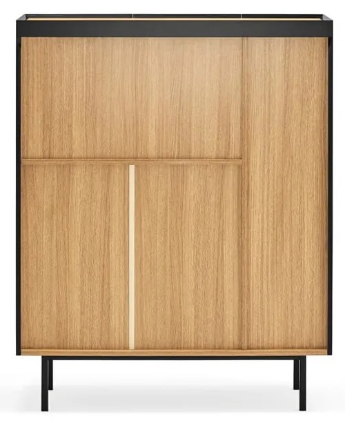 Черен висок скрин от декор от дъб 95x120 cm Arista – Teulat